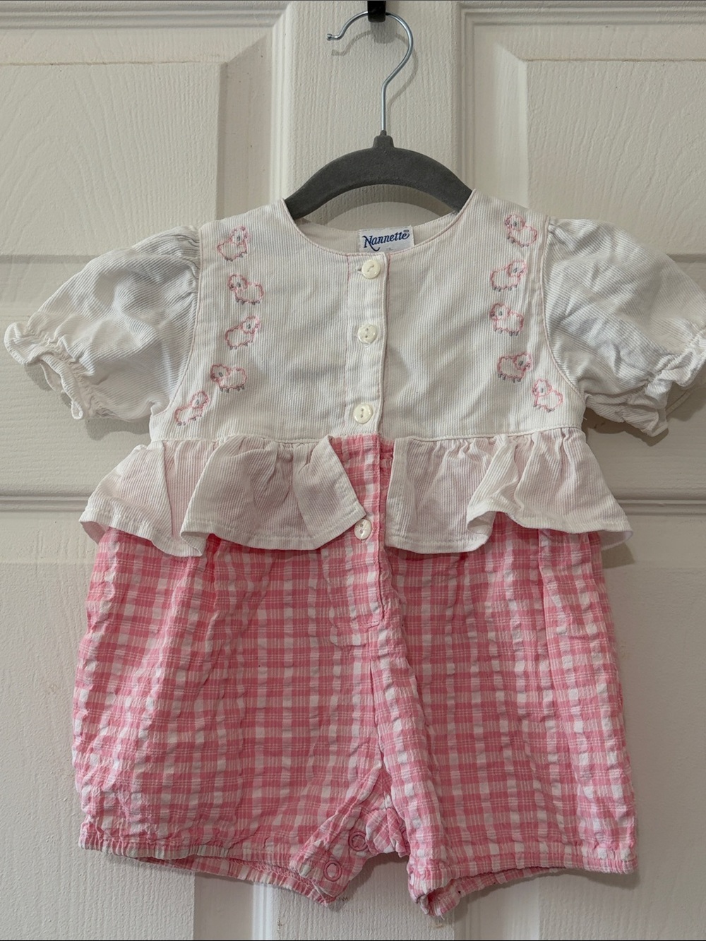 Nanette Pink & White Baby Girls Romper: 6-9 months